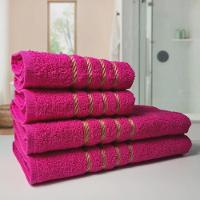 2 Jogos De 4 Toalhas 4 Banho 4 Rosto Dubai 100% Algodão Rosa - 3