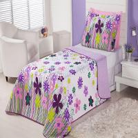 Cobre Leito Infantil Garden Lilás Enxovais Aquarela 2 Peças - 1