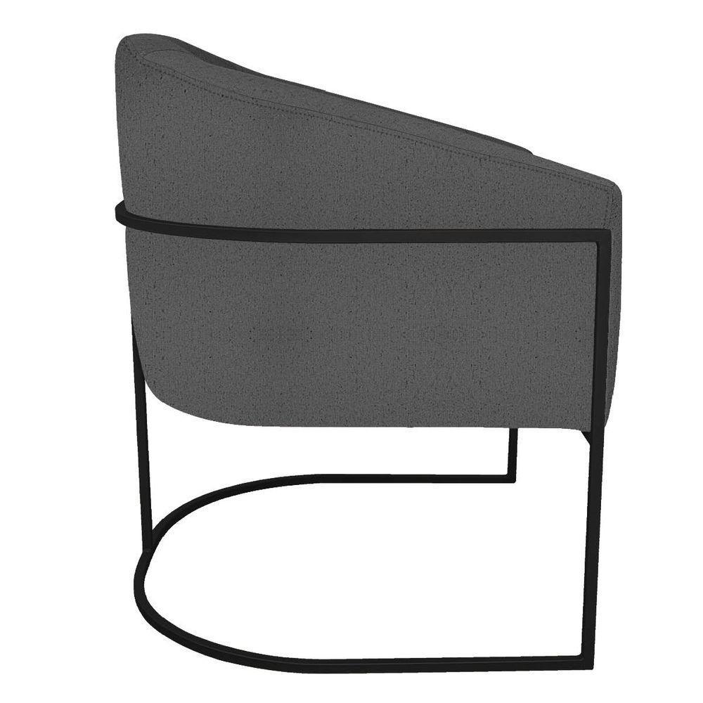 Kit 02 Poltronas Luiza Base De Ferro Preto Linho - Amarena Móveis Cor Cinzaescuro - 3