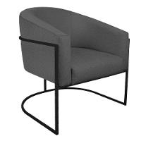 Kit 02 Poltronas Luiza Base De Ferro Preto Linho - Amarena Móveis Cor Cinzaescuro - 9