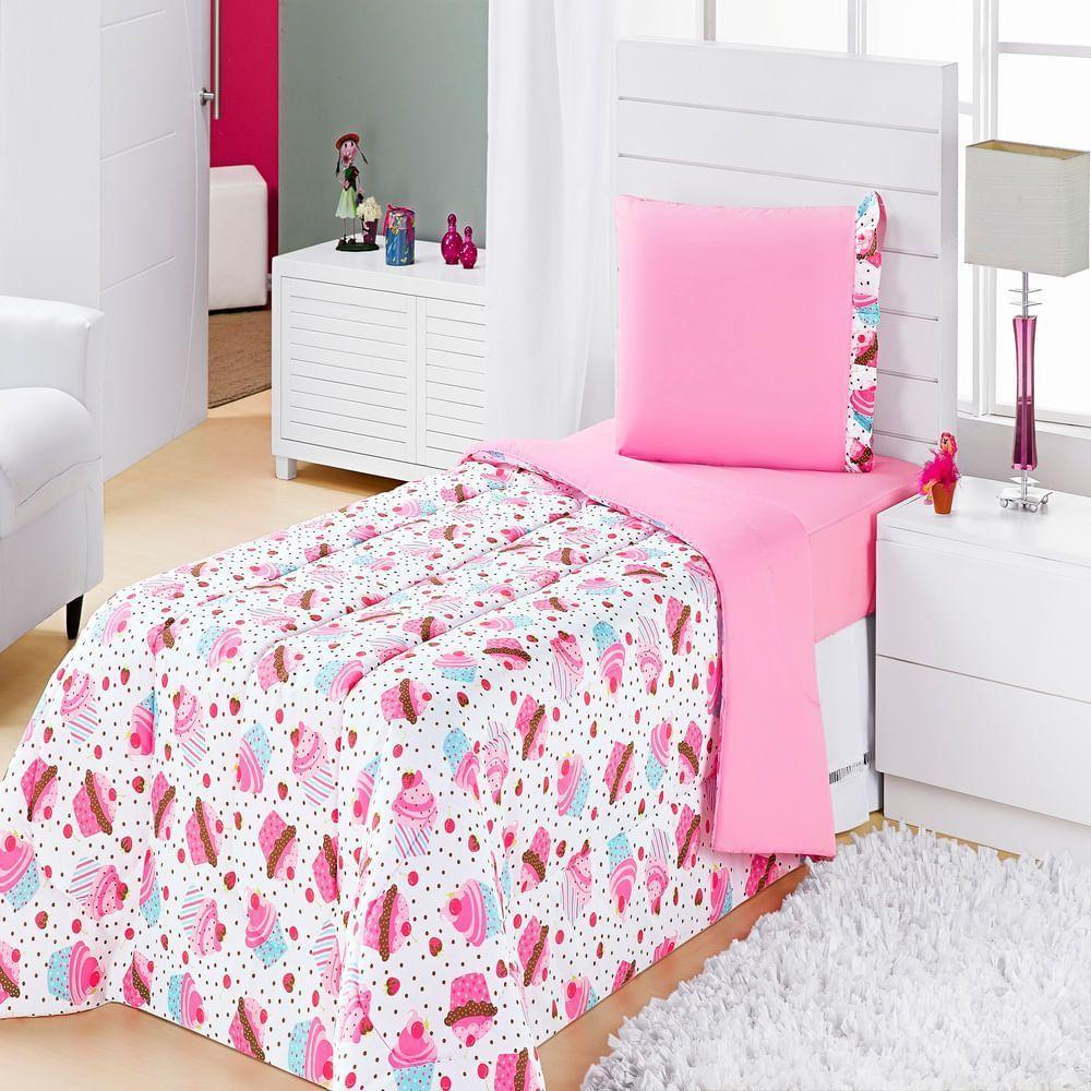 Edredom Solteiro Cupcake Enxovais Aquarela - 1