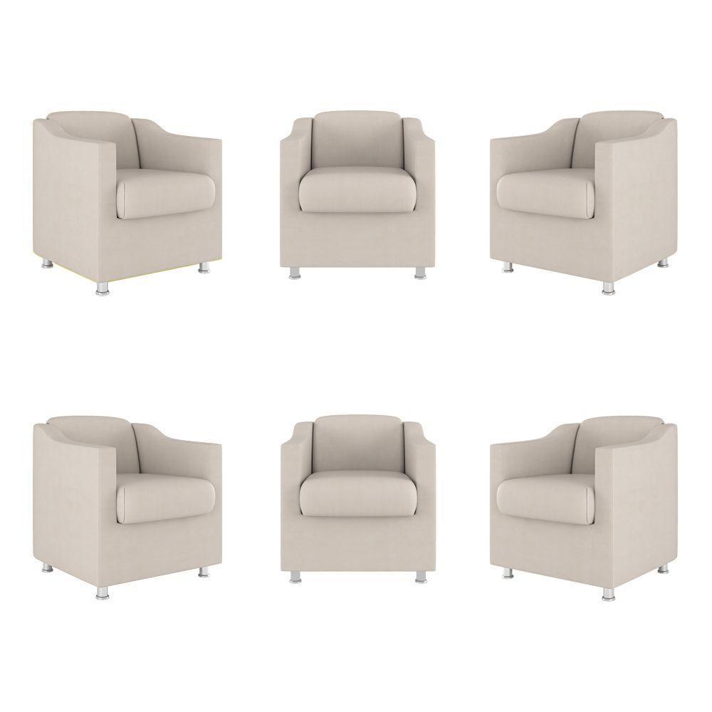 Kit 06 Poltronas Tilla Consultório Recepção Sala Suede Cor:bege - 1