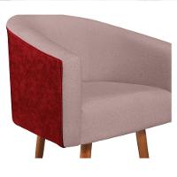 Kit 02 Poltronas Luiza Pés Palito Factor Vermelho E Linho - Amarena Móveis Cor Rosê - 3