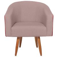 Kit 02 Poltronas Luiza Pés Palito Factor Vermelho E Linho - Amarena Móveis Cor Rosê