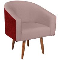 Kit 02 Poltronas Luiza Pés Palito Factor Vermelho E Linho - Amarena Móveis Cor Rosê - 5
