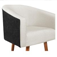 Kit 02 Poltronas Luiza Pés Palito Factor Preto E Linho - Amarena Móveis Cor Bege - 3