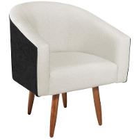 Kit 02 Poltronas Luiza Pés Palito Factor Preto E Linho - Amarena Móveis Cor Bege - 5