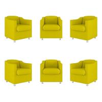 Kit 06 Poltronas Tilla Consultório Recepção Sala Suede Cor:amarelo - 1