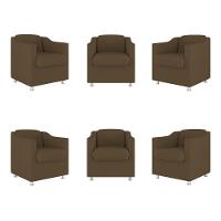 Kit 06 Poltronas Tilla Consultório Recepção Sala Suede Cor:marrom - 1