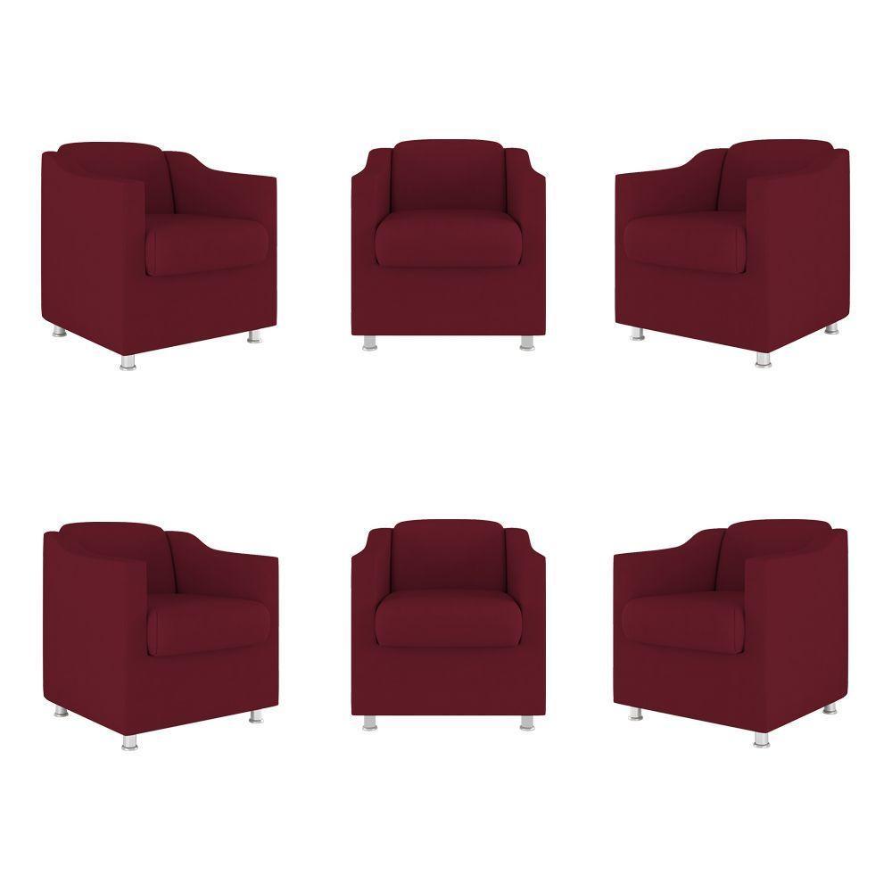 Kit 06 Poltronas Tilla Consultório Recepção Sala Suede Cor:marsala - 1
