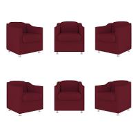 Kit 06 Poltronas Tilla Consultório Recepção Sala Suede Cor:marsala - 1