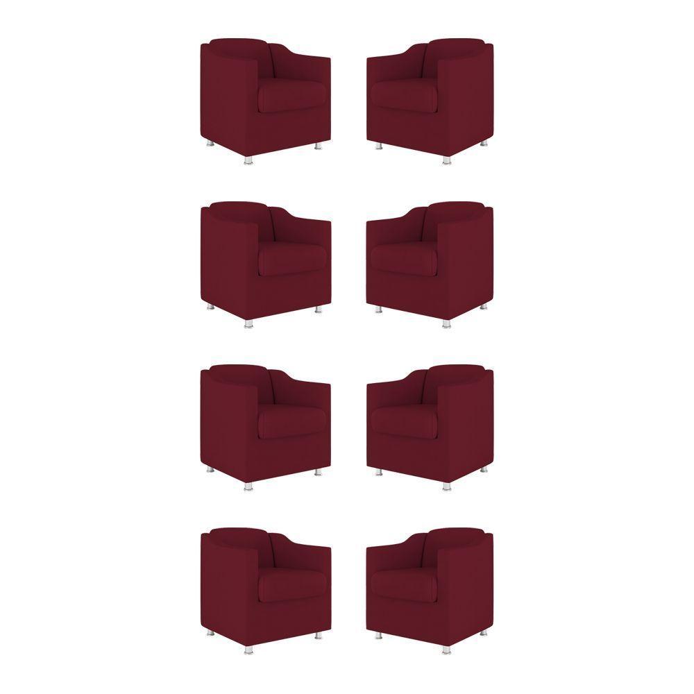 Kit 08 Poltronas Tilla Consultório Recepção Sala Suede Cor:marsala - 1