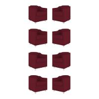 Kit 08 Poltronas Tilla Consultório Recepção Sala Suede Cor:marsala - 1