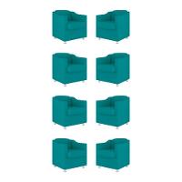 Kit 08 Poltronas Tilla Consultório Recepção Sala Suede Cor:azul Turquesa - 1