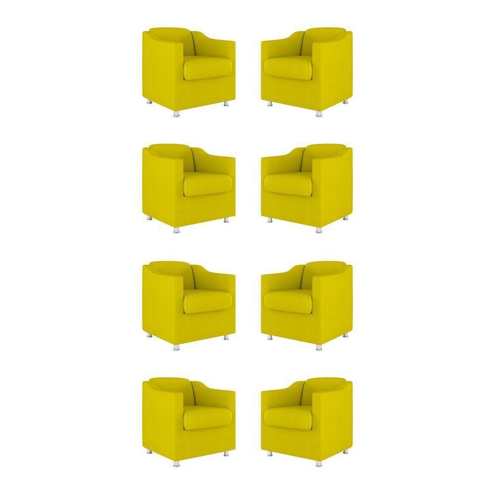 Kit 08 Poltronas Tilla Consultório Recepção Sala Suede Cor:amarelo - 1