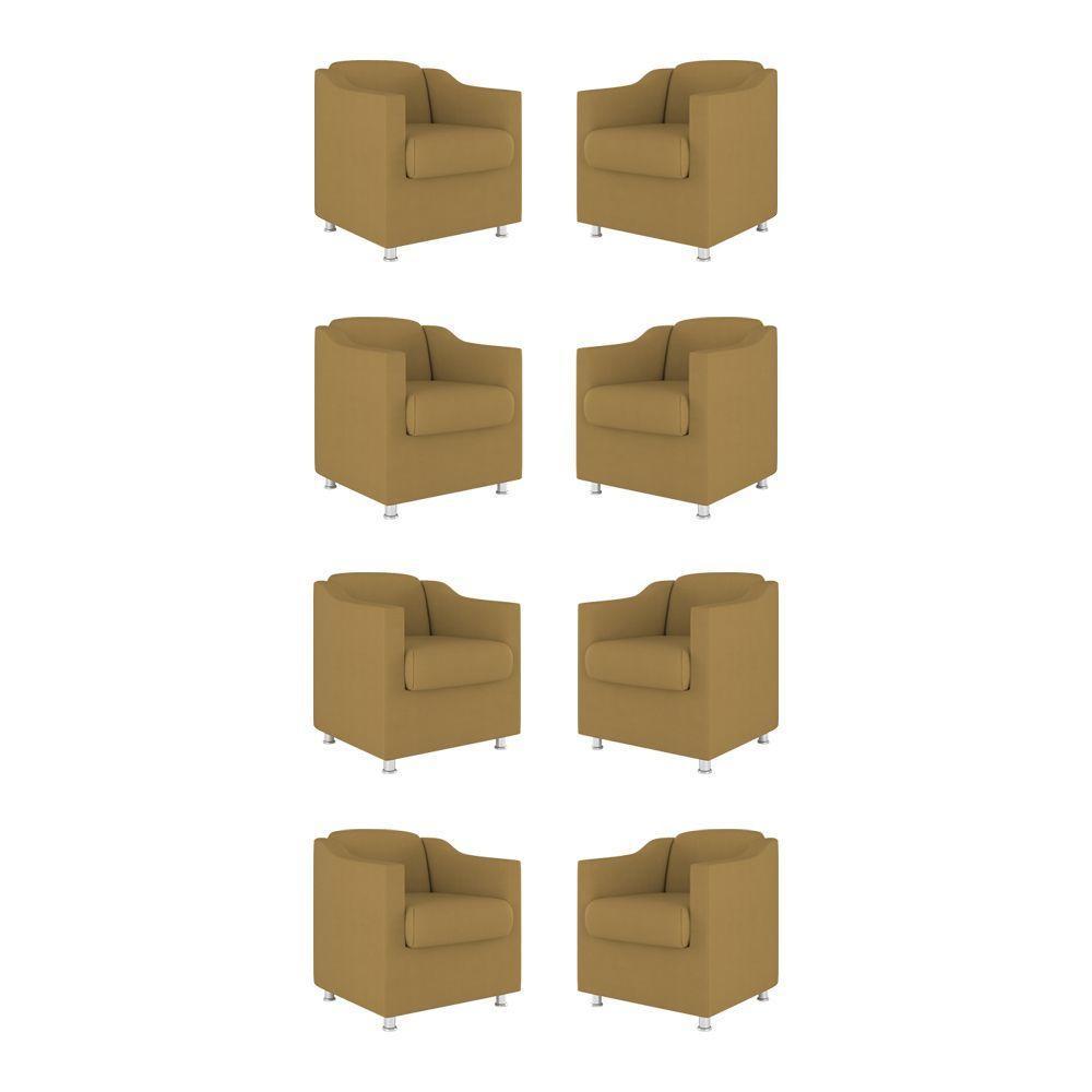 Kit 08 Poltronas Tilla Consultório Recepção Sala Suede Cor:capuccino - 1
