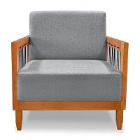 Kit 2 Poltronas Decorativa Marilia Linho Grafite Base Em Madeira Castanho - Pallazio - 6