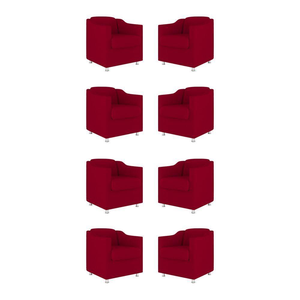 Kit 08 Poltronas Tilla Consultório Recepção Sala Suede Cor:vermelho - 1