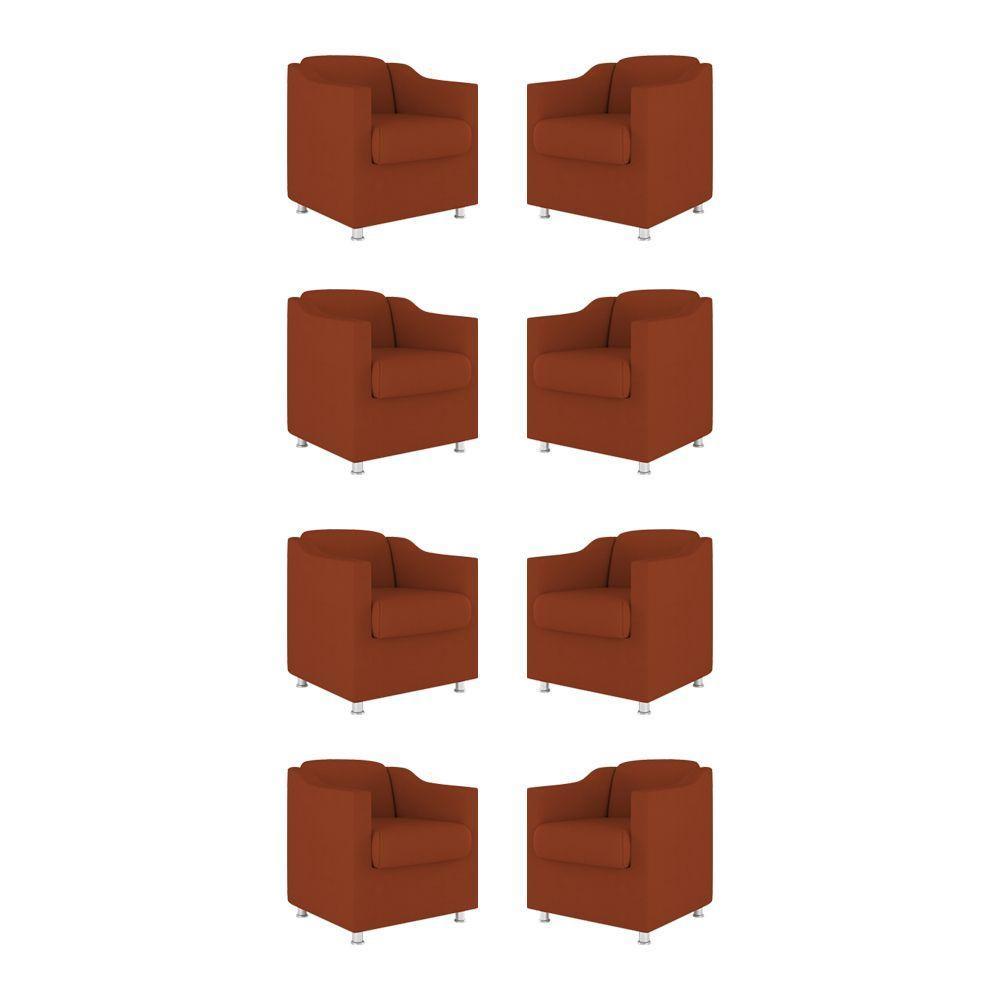 Kit 08 Poltronas Tilla Consultório Recepção Sala Suede Cor:terracota - 1
