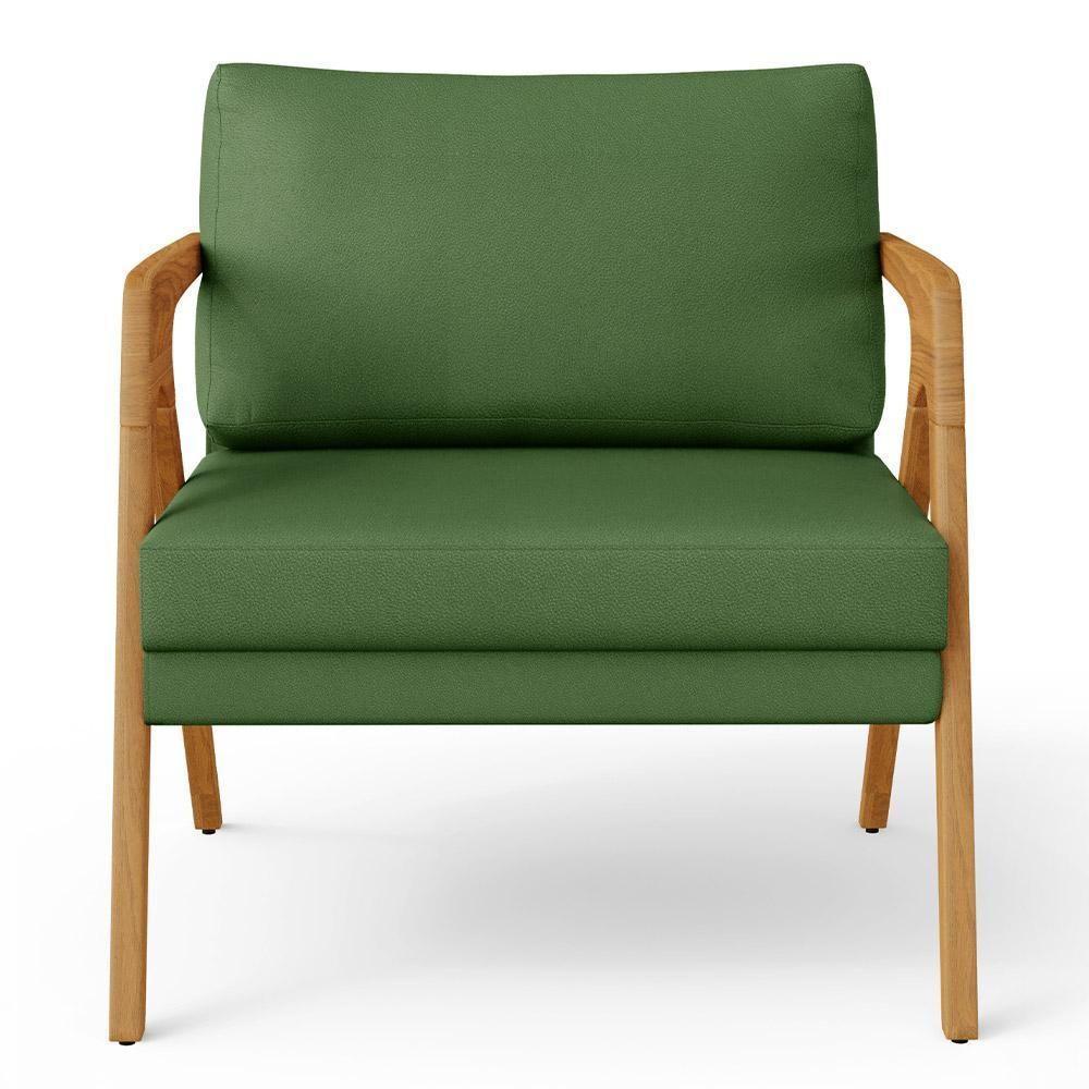 Kit 3 Poltronas Com Estrutura Madeira L02 Facto Verde Musgo - 4