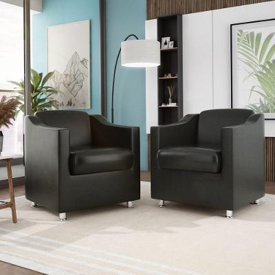Kit 2 Poltronas Tilla Recepção e Sala Cor Courino Preta