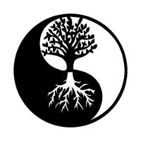 Quadro Yin Yang árvore Da Vida 25cmx25cm - Cria Arte Laser Preto - 1