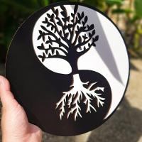 Quadro Yin Yang árvore Da Vida 25cmx25cm - Cria Arte Laser Preto - 2