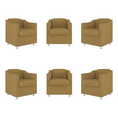 Kit 6 Poltronas Decorativas Tilla Consultório Recepção Sala Cor:capuccino