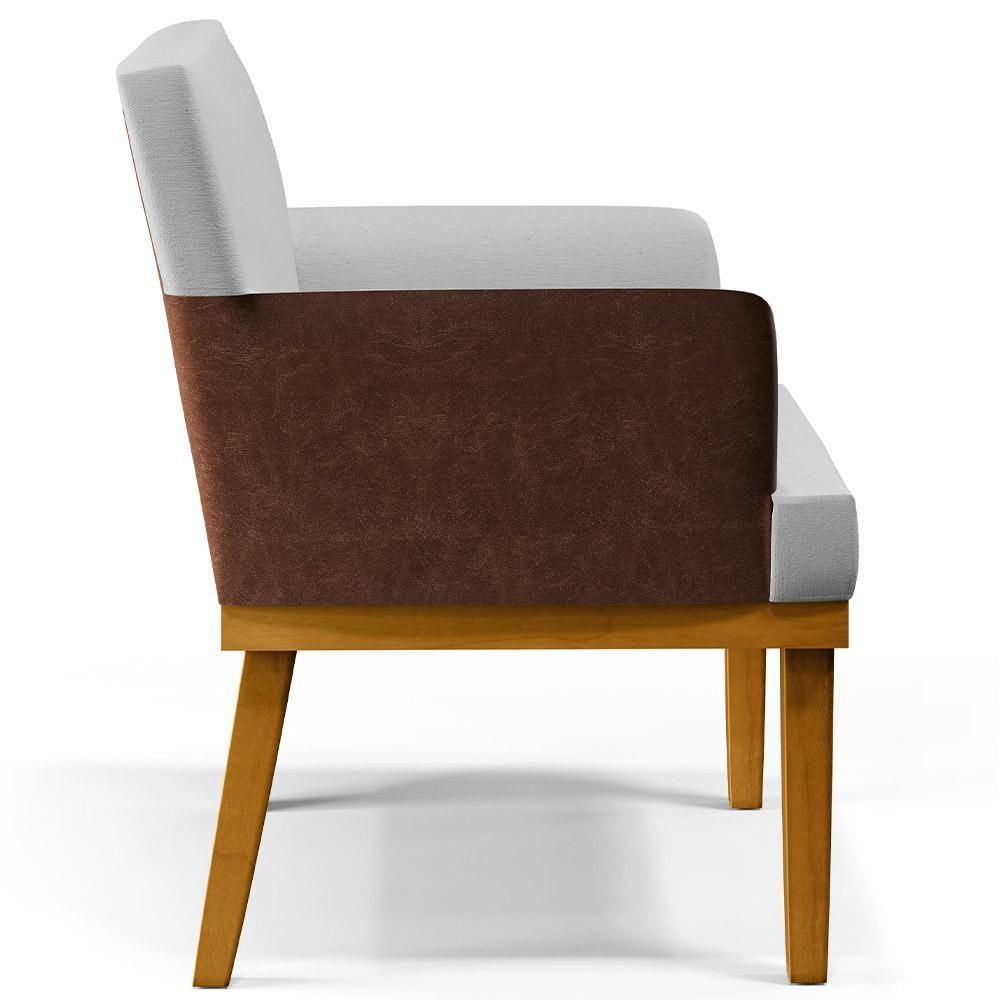 Kit 4 Poltronas Beatriz W01 Linho Cinza Couríssimo Marrom - 5