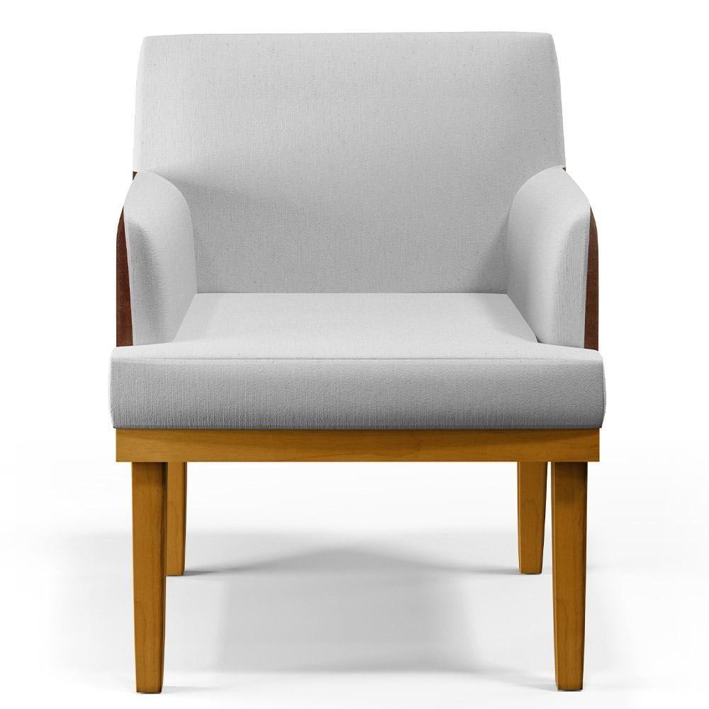 Kit 4 Poltronas Beatriz W01 Linho Cinza Couríssimo Marrom - 6