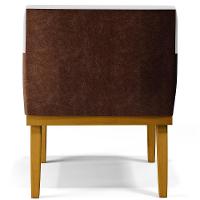 Kit 4 Poltronas Beatriz W01 Linho Cinza Couríssimo Marrom - 2