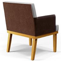 Kit 4 Poltronas Beatriz W01 Linho Cinza Couríssimo Marrom - 3