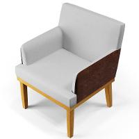 Kit 4 Poltronas Beatriz W01 Linho Cinza Couríssimo Marrom