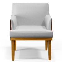 Kit 4 Poltronas Beatriz W01 Linho Cinza Couríssimo Marrom - 6