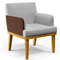 Kit 4 Poltronas Beatriz W01 Linho Cinza Couríssimo Marrom - 8