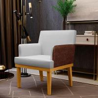 Kit 4 Poltronas Beatriz W01 Linho Cinza Couríssimo Marrom - 9