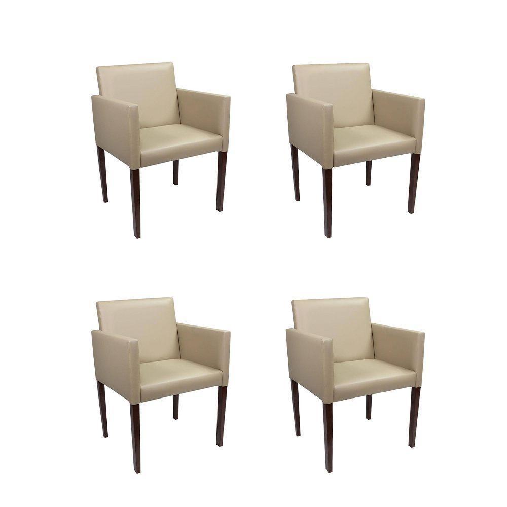 Kit 4 Poltronas Nina Executiva Em Tecido Sintético - Bege - Cor: Bege - 1