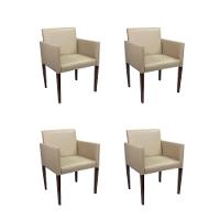 Kit 4 Poltronas Nina Executiva Em Tecido Sintético - Bege - Cor: Bege - 1