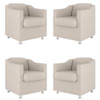 Kit 4 Poltronas Decorativas Clinica Sala Recepção Tecido Suede Cor:Bege - 1