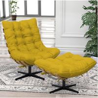 Kit Poltrona E Puff Costela Mr01 Base Giratória Suede - Amarena Móveis - 2