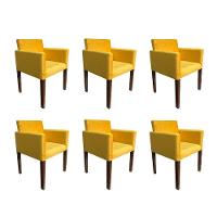 Kit 6 Poltronas Nina Estilo Retrô Tecido Suede Ideal Para Sala De Estar - Amarelo - Cor: Amarelo - 1