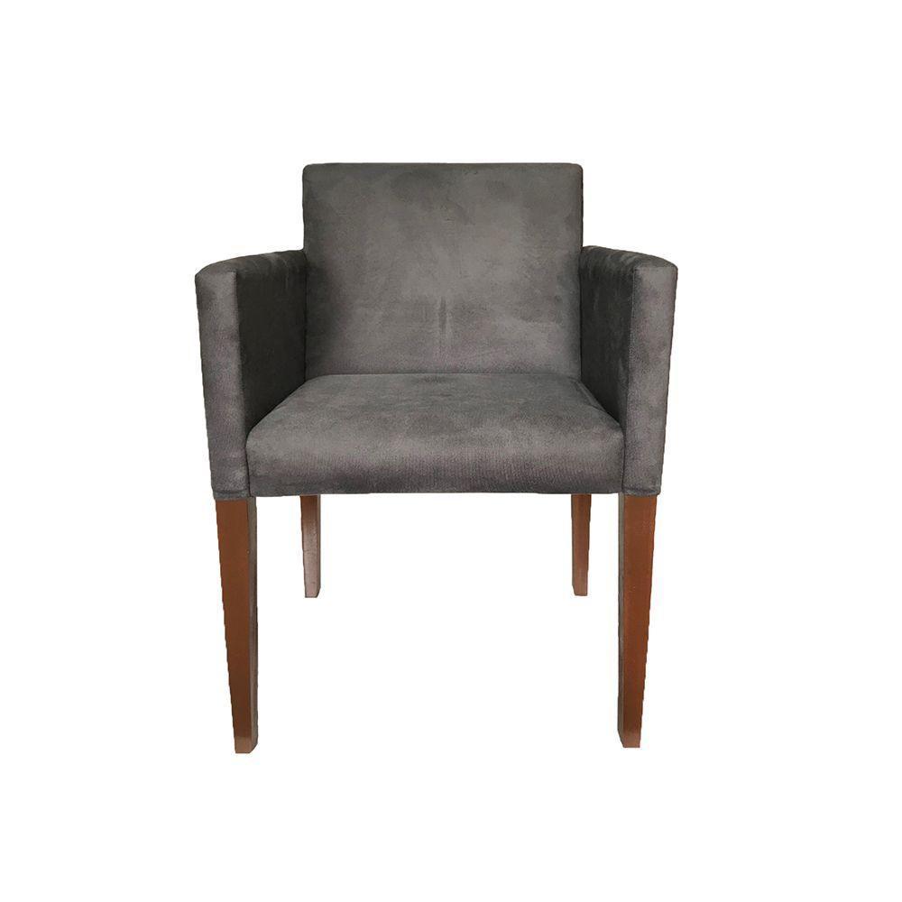 Kit 6 Poltronas Nina Estilo Retrô Tecido Suede Ideal Para Sala De Estar - Cinza - Cor: Cinza - 3