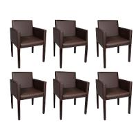 Kit 6 Poltronas Nina Executiva Em Tecido Sintético - Marrom Café - Cor: Marrom - 1