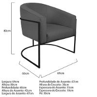 Poltrona Luiza Base De Ferro Preto Linho - Amarena Móveis Cor Cinzaescuro - 3