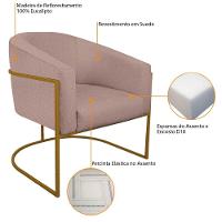 Poltrona Luiza Base De Ferro Dourado Linho - Amarena Móveis Cor Rosê - 3