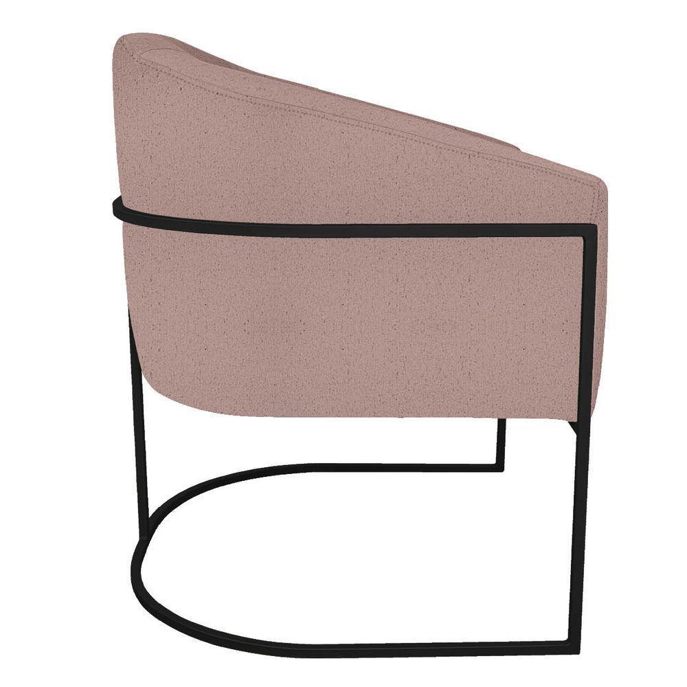 Poltrona Luiza Base De Ferro Preto Linho - Amarena Móveis Cor Rosê - 4