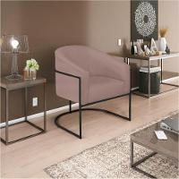 Poltrona Luiza Base De Ferro Preto Linho - Amarena Móveis Cor Rosê - 1