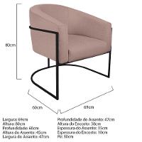 Poltrona Luiza Base De Ferro Preto Linho - Amarena Móveis Cor Rosê - 3
