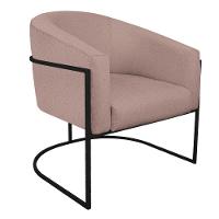 Poltrona Luiza Base De Ferro Preto Linho - Amarena Móveis Cor Rosê - 6