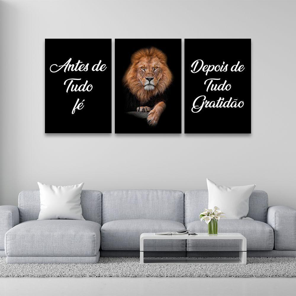 Conjunto De Quadros Trio Fé E Gratidão - 2